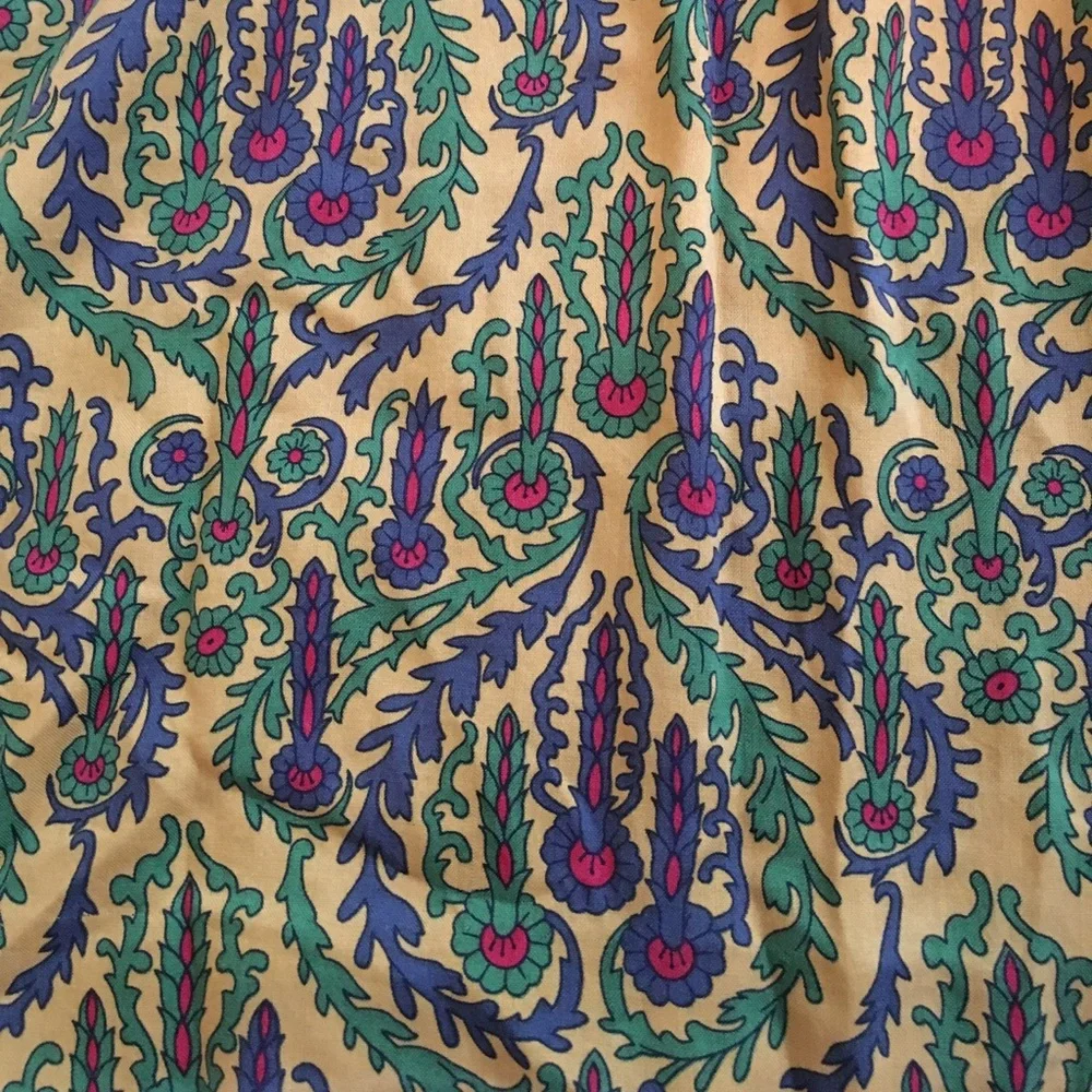 L.L. Bean Yellow Floral A-Line Skirt with Green and Purple Accents - Picture 4 of 4